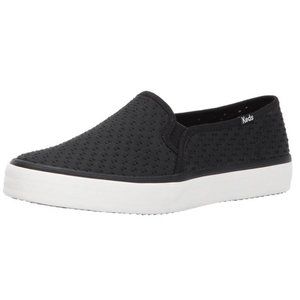 Keds Double Decker Nylon Stitch Slip On Sneaker in Black & White